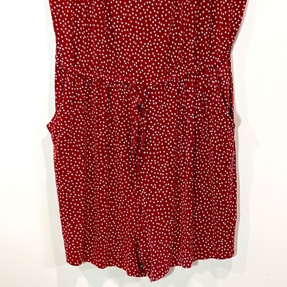Burgundy Torrid Polka Dot Cinched Waist Jumper. Size 2 (2X/18-20) - Picture 3 of 8